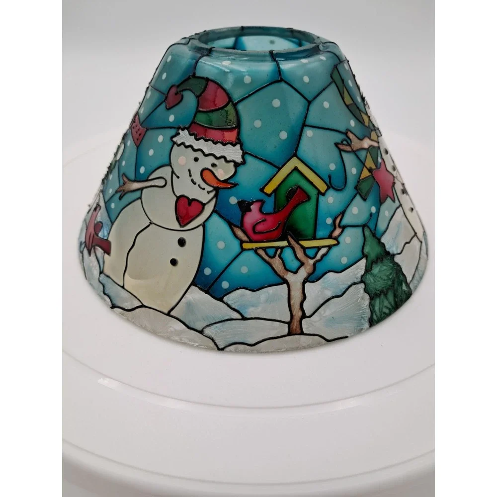 Hand‎ Painted Snowman Theme Joan Baker Designs Tiffany Style Lamp Shade - Picture 4 of 9
